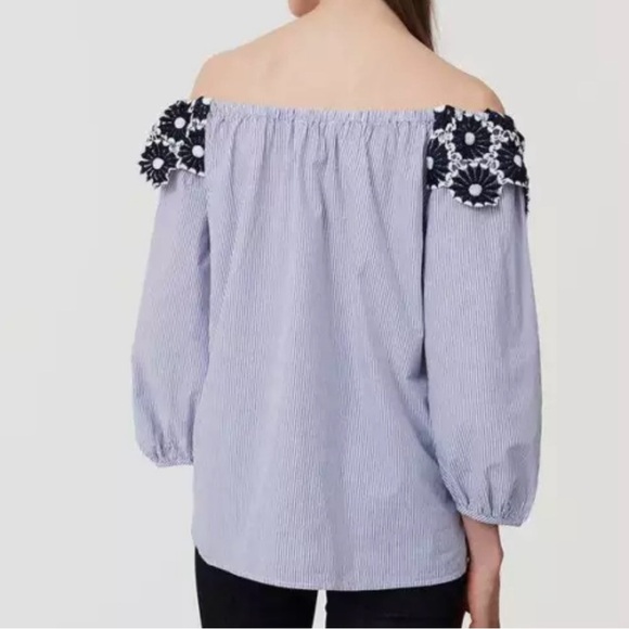 Ann Taylor LOFT Women’s Floral Seersucker Off the‎ Shoulder Blouse Size Medium - Picture 4 of 12